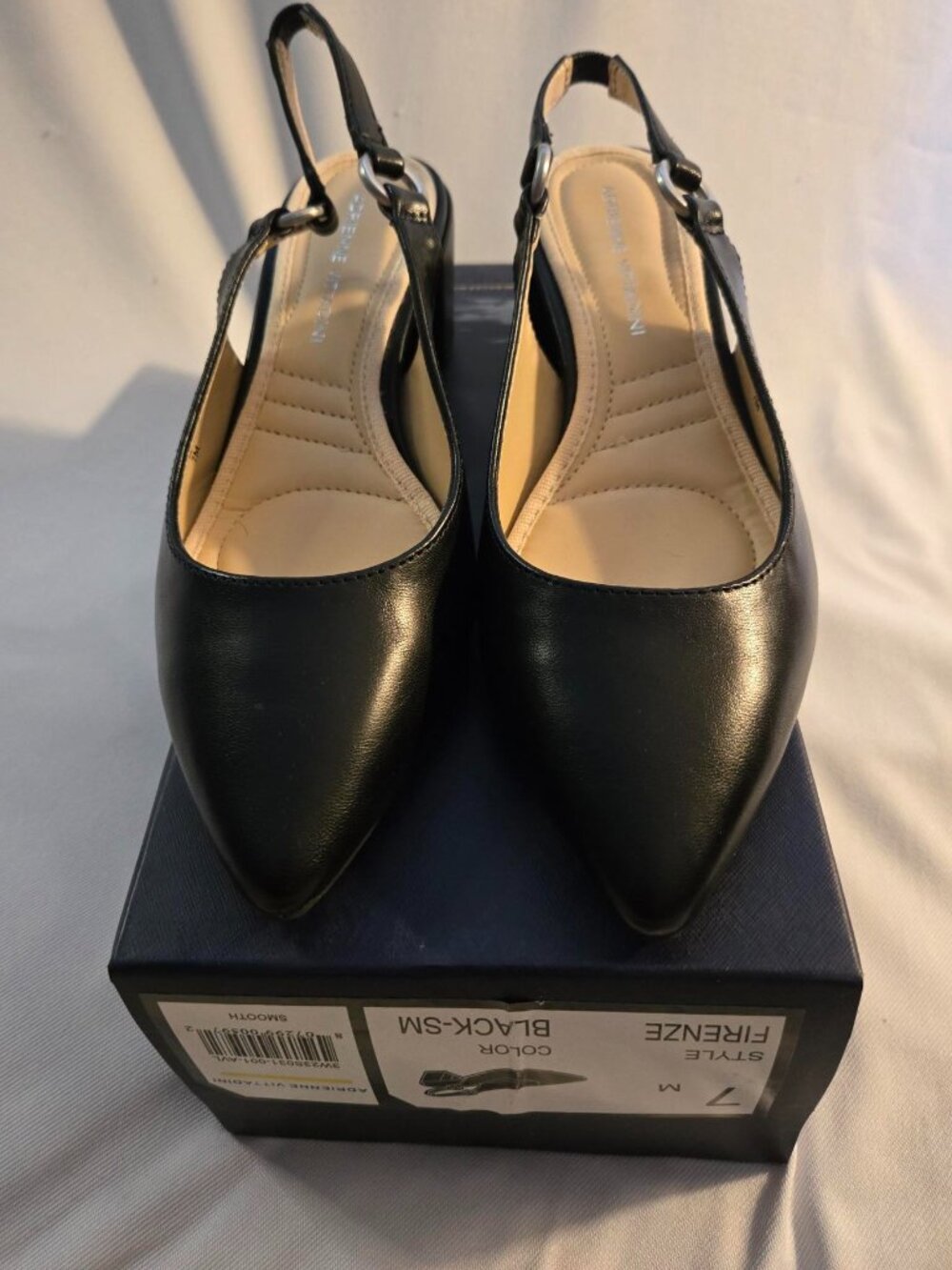 Adrienne Vittadini Elegant Firenze Black Sling Back Heels Worn Once